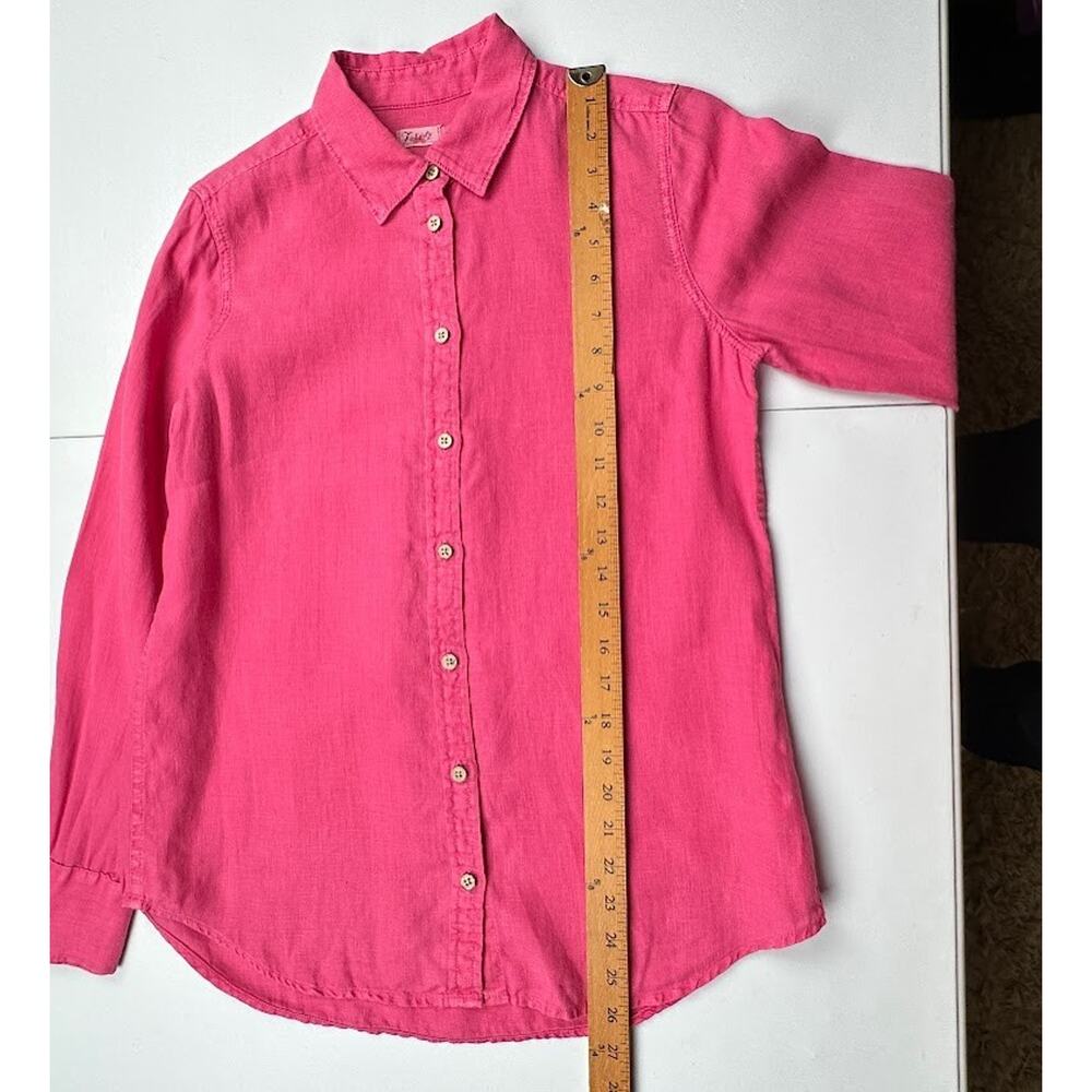 Faherty Top Womens Extra Small Pink Linen Button Up Long Sleeve Lightweight Boho - Picture 10 of 12